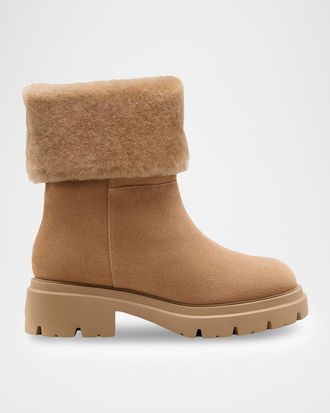 Stuart Weitzman Hudson Shearling-Lined Suede Booties