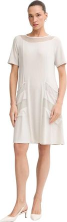 Joseph Ribkoff Jurk van zijdezacht breiwerk en mesh - Dames - Korte kleedjes - Wit - XL - Polyester - Kleedjes