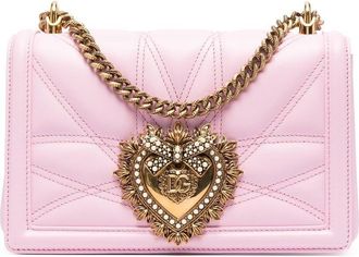 Dolce & Gabbana medium Devotion quilted shoulder bag - women - Lambskin/Metal - OS - Pink