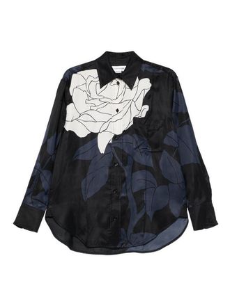 Victoria Beckham Navy Blue Viscose Twill Pajama-Style Shirt