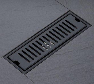 OEM Desag&uuml;e Lineal De Ducha Negro Mate - 20x10cm Con Rejilla Extra&iacute;ble, Filtro De Ba&ntilde;o Para Suelo De Ducha