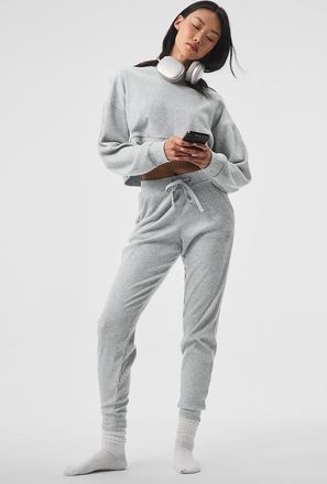 Alo | Muse Sweatpant in Athletic Heather Grey, Size: Medium