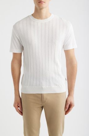 BOSS Tesar Textured Cotton & Silk T-Shirt in Open White at Nordstrom, Size Medium