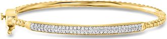 Ross-Simons Diamond and 18kt Gold Over Sterling Beaded Bangle Bracelet