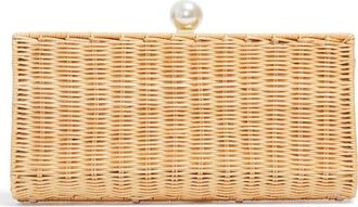 Pamela Munson The Pearl Woven Rattan Clutch in Natural at Nordstrom
