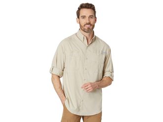 Columbia Tamiamitm II Long Sleeves Mens Long Sleeve Button Up Fossil : 2XL, Mesh/Polyester