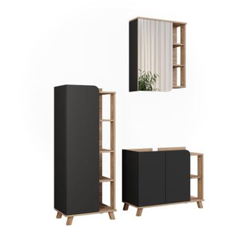 Vicco Conjunto De Muebles De Ba&ntilde;o Karen, Sonoma/antracita, 3 Partes, Vicco