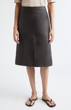 Nellie Partow Broome Leather Skirt in Charcoal at Nordstrom, Size 8