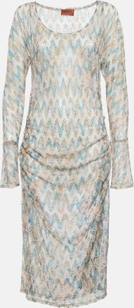 Missoni Multicolor Patterned Knit Ruched Midi Dress