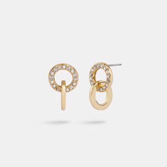 Coach Womens Interlocking Open Circle Pearl Huggie Earrings - Multicolour Metal - One Size