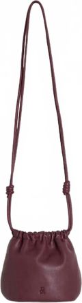 Indi & Cold Womens Gathered Leather Bag In Aubergine