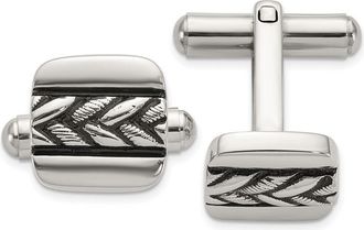 Diamond2Deal Stainless Steel Antiqued and Polished Cuff Links