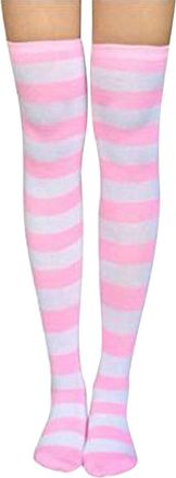Generic M1a Archangel Stock Women Knee High Socks Striped Womens Long Socks Soft Thigh High Socks For Girls Plus Size Stockings Studded Stockings (Pink, One S