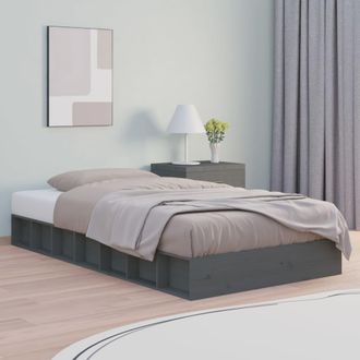 vidaXL Vidaxl - Estructura Cama Individual Peque&ntilde;a Madera Maciza Gris 75x190 Cm