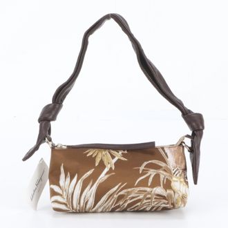 Ferragamo Brown Leather Canvas Shoulder Bag Tote Bag (Pre-Owned)