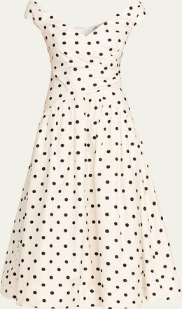 Self Portrait Polka-Dot Cotton Midi Dress