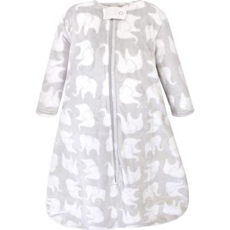 Hudson Baby Flannel Sleep Sack with Plush Full-Arm Coverage in Gray Elephant at Nordstrom