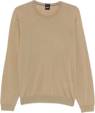 HUGO BOSS Leno - Heren - Ronde hals truien - Beige - XL - Truien & Vesten