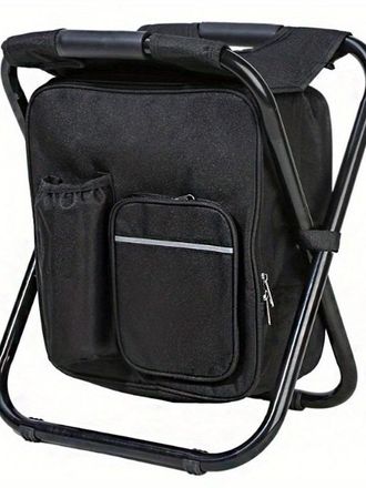 OEM Taburete De Camping Con Bolsa, Plegable, Port&aacute;til, Ligero Y Resistente, F&aacute;cil De Transportar, Poli&eacute;ster, 43 X 35 X 29 Cm, Negro