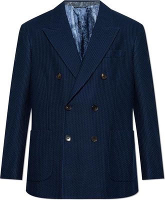 Etro Katoenen Blazer met Gesloten Revers - Heren - Blazers - Blauw - XL - Katoen - Jassen