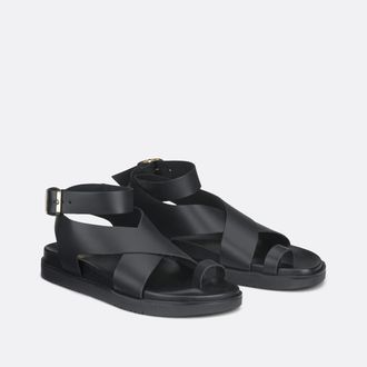 La Redoute Collections Leren sandalen met sleehak en teenbandje