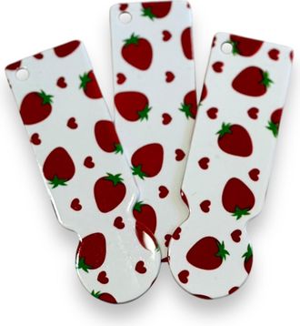 Generic Fun Patterned Metal Trolley Tokens for Mobility, Hand Strength Issues, Long Nails (Strawberries)