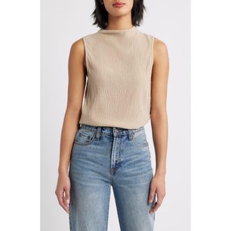 Cloth & Stone Smocked Funnel Neck Top in Light Oak at Nordstrom, Size Small