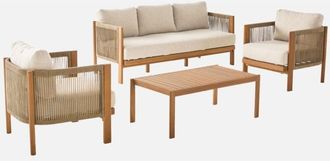 Sweeek Conjunto De Jard&iacute;n De Acacia Y Cuerdas Para 5 Personas