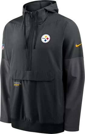 Nike Pittsburgh Steelers Well Rounded Anorak Nike Mens NFL 1/2-Zip Hooded Jacket in Black | 03AT166N7L-R6H