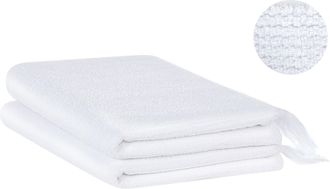 Beliani Beliani - Conjunto De 2 Toallas De Algod&oacute;n Blanco Rizo Textura Borlas Decorativas Ba&ntilde;o Atiu