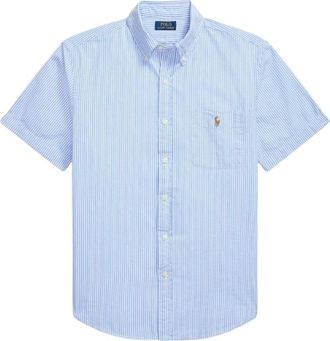 Ralph Lauren Overhemden, Heren, Blauw, 2Xl, Katoen, Prepster Custom Fit Seersucker Shirt