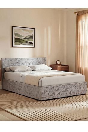 Home Discount Vida Designs Veronica King Size Ottoman Bed Silver UKFR Velvet Fabric