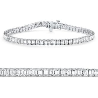 Pompeii3 7Ct Emerald Cut Diamond Tennis Bracelet 7 14k White Gold Size: Medium