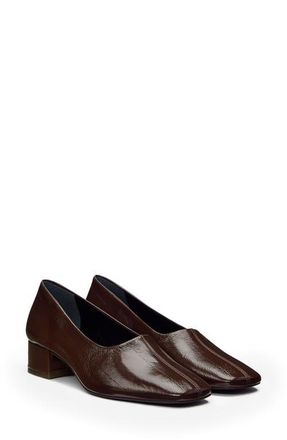 Reformation Inez Square Toe Pump in Espresso Eel at Nordstrom, Size 9.5