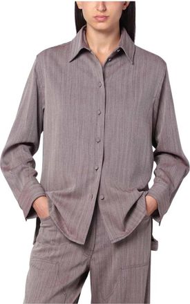 Golden Goose Virgin Wool Shirt - Dames - Overhemden - Bruin - L - Wol - Overhemden