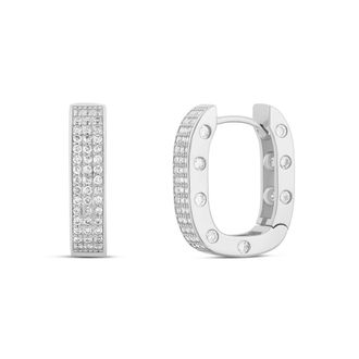 SHYMI Chunky Pav&eacute; Horseshoe Hoop Earrings - 14K Gold Filled, Rhodium Plated, Cubic Zirconia Detailing, Day to Night