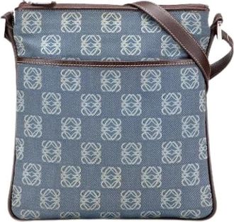 Loewe Pre-owned Cross Body Bags, female, Blue, Size: ONE SIZE Pre-owned Leather Crossbody Bag