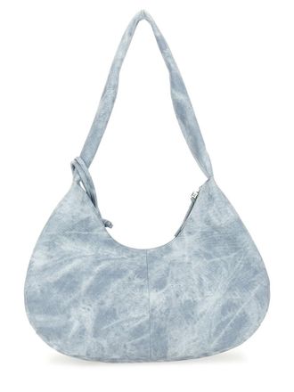 Ganni Womens Medium Bleached Hobo Bag Baby Blue Recycled Polyester Shoulder
