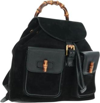 Gucci Pre-owned Su&egrave;de Rugzak - Dames - Vintage Rugzakken - Zwart - ONE Size - Su&egrave;de - Vintage