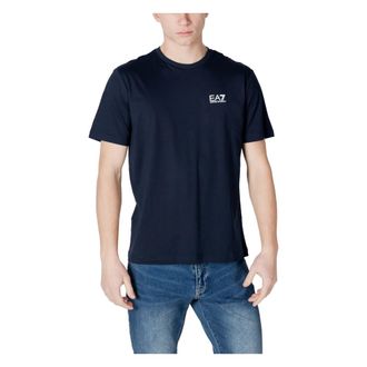 Emporio Armani Blue Print T-shirt met korte mouwen - Heren - T-shirts - Blauw - M - Katoen - Tops