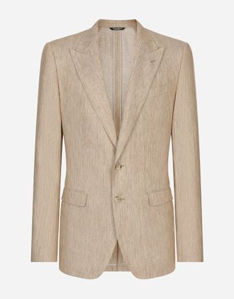Dolce & Gabbana Single-breasted Linen Taormina Jacket - Man Suits And Blazers Beige 48