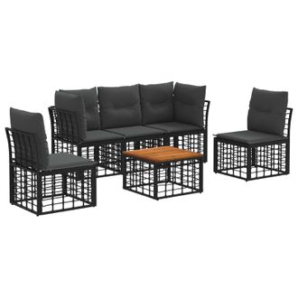 vidaXL Conjunto De Sof&aacute;s De Exterior 6 Pcs Negro Y Gris Oscuro Vidaxl