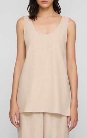 Lafayette 148 New York Scoop Neck Wool & Silk Long Tank in Taupe Melange at Nordstrom, Size Medium