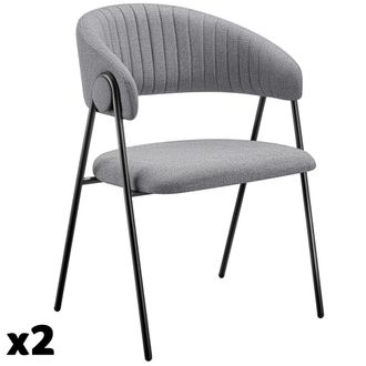 TecTake 2 sillas de comedor de tejido acolchado 60 x 58 x 85 cm gris