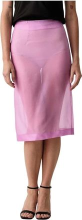 Patrizia Pepe Falda midi de organza de seda - Skirts - Mujer - Rosa - XS