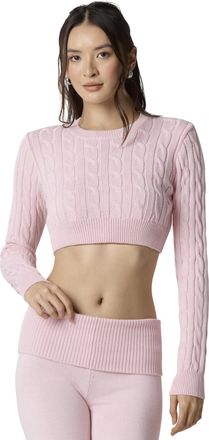 Florence By Mills Florence by Mills Womens Barre Super Crop Cable Sweater, Ballerina, XS