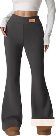 Generic Warm Leggings for Women UK Fleece Lined Leggings for Women UK High Waisted Thermal Flared Legging Casual Soft Stretchy Thick Plush Trousers Fashion Wi