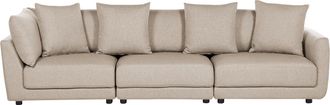 Beliani Beliani - Sof&aacute; Tapizado Cl&aacute;sico 3 Plazas Cojines Adicionales Tela Beige