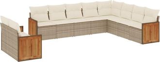 vidaXL Juego De Sof&aacute;s Jard&iacute;n Con Cojines Beige 10 Pzas Rat&aacute;n Sint&eacute;tico Vidaxl