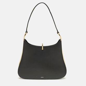 Paco Rabanne Ring Large Black Leather Shoulder Bag
